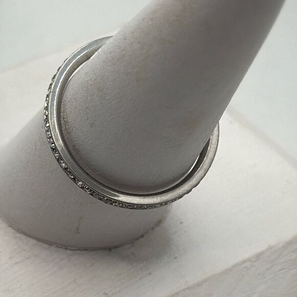 NWOT Size 10 1/4 Stainless steel and zircon eternity band - Picture 2 of 4